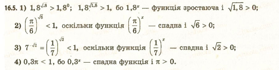 Завдання № 5 - 16. Степінь з довільним дійсним показником. Показникова функція - ГДЗ Алгебра 11 клас А.Г. Мерзляк, Д.А. Номіровський, В.Б. Полонський, М.С. Якір 2011 - Академічний, профільний рівні