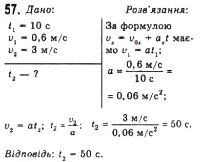 Завдання № 57 - Розділ 1. КІНЕМАТИКА - ГДЗ Фізика 10 клас В.Д. Сиротюк, В.І. Баштовий 2010 - Рівень стандарту