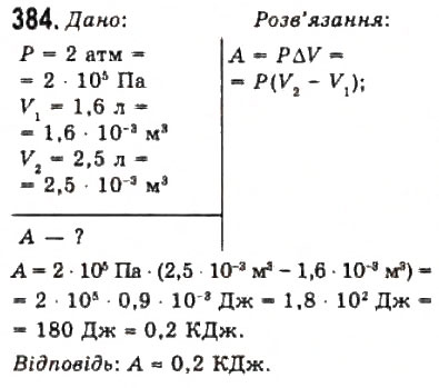 Завдання № 384 - Розділ 5. ОСНОВИ ТЕРМОДИНАМІКИ - ГДЗ Фізика 10 клас В.Д. Сиротюк, В.І. Баштовий 2010 - Рівень стандарту