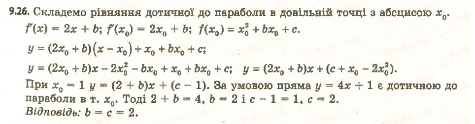 Завдання № 26 - 9. Рівняння дотичної - ГДЗ Алгебра 11 клас А.Г. Мерзляк, Д.А. Номіровський, В.Б. Полонський, М.С. Якір 2011 - Академічний, профільний рівні