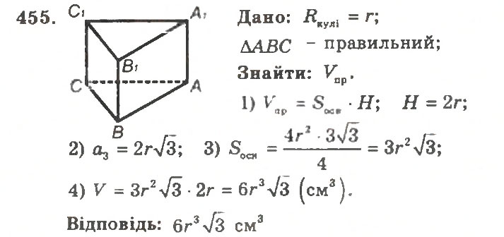 Завдання № 455 - Варіант 1 - ГДЗ Геометрія 11 клас А.Г. Мерзляк, В.Б. Полонський, Ю.М. Рабінович, М.С. Якір 2011 - Збірник задач і контрольних робіт