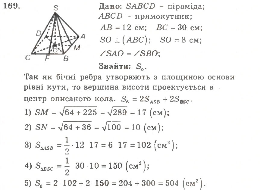 Завдання № 169 - Варіант 2 - ГДЗ Геометрія 11 клас А.Г. Мерзляк, В.Б. Полонський, Ю.М. Рабінович, М.С. Якір 2011 - Збірник задач і контрольних робіт