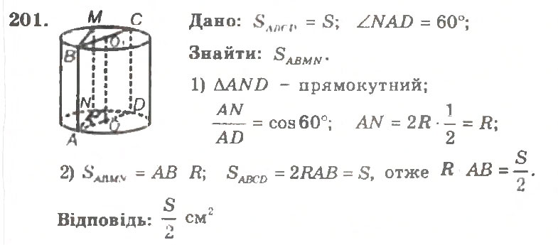Завдання № 201 - Варіант 2 - ГДЗ Геометрія 11 клас А.Г. Мерзляк, В.Б. Полонський, Ю.М. Рабінович, М.С. Якір 2011 - Збірник задач і контрольних робіт
