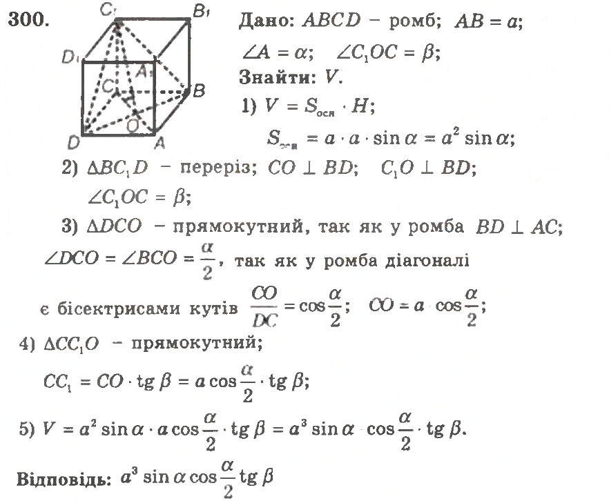 Завдання № 300 - Варіант 2 - ГДЗ Геометрія 11 клас А.Г. Мерзляк, В.Б. Полонський, Ю.М. Рабінович, М.С. Якір 2011 - Збірник задач і контрольних робіт