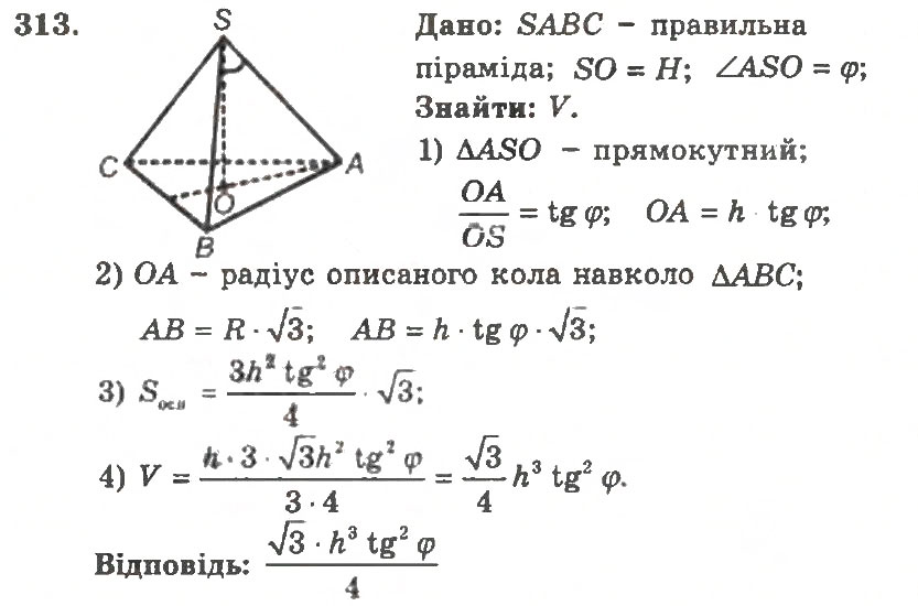 Завдання № 313 - Варіант 2 - ГДЗ Геометрія 11 клас А.Г. Мерзляк, В.Б. Полонський, Ю.М. Рабінович, М.С. Якір 2011 - Збірник задач і контрольних робіт