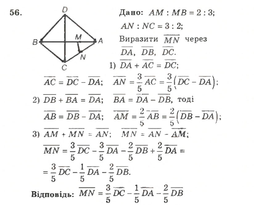 Завдання № 56 - Варіант 2 - ГДЗ Геометрія 11 клас А.Г. Мерзляк, В.Б. Полонський, Ю.М. Рабінович, М.С. Якір 2011 - Збірник задач і контрольних робіт