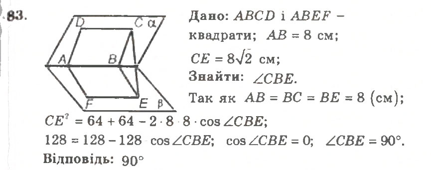 Завдання № 83 - Варіант 2 - ГДЗ Геометрія 11 клас А.Г. Мерзляк, В.Б. Полонський, Ю.М. Рабінович, М.С. Якір 2011 - Збірник задач і контрольних робіт