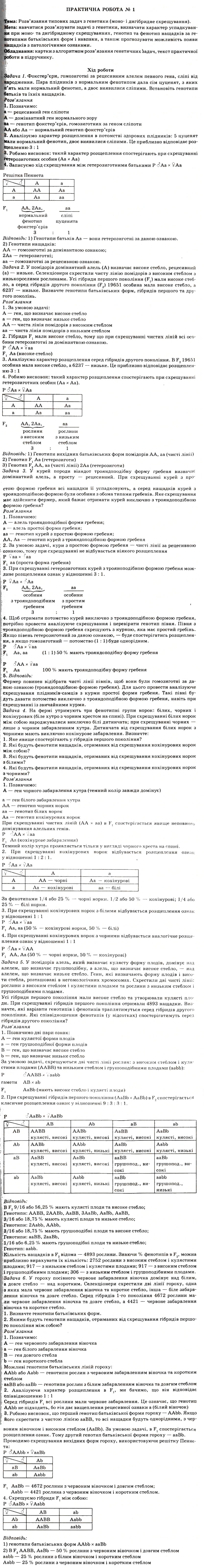 Завдання № ПР1 - Практичні роботи - ГДЗ Біологія 11 клас П.Г. Балан, Ю.Г. Вервес 2011 - Академічний рівень
