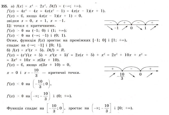 Завдання № 355 - § 10. Застосування похідної для дослідження функцій - ГДЗ Математика 11 клас Г.П. Бевз, В.Г. Бевз 2011 - Рівень стандарту