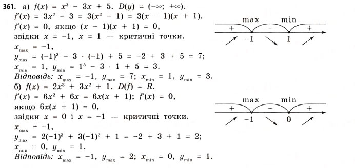 Завдання № 361 - § 10. Застосування похідної для дослідження функцій - ГДЗ Математика 11 клас Г.П. Бевз, В.Г. Бевз 2011 - Рівень стандарту