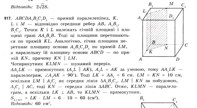 Завдання № 917 - § 28. Призми - ГДЗ Математика 11 клас Г.П. Бевз, В.Г. Бевз 2011 - Рівень стандарту