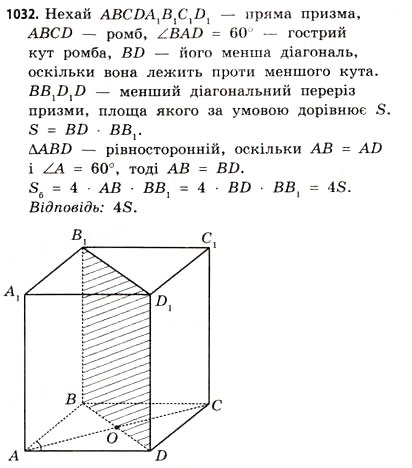 Завдання № 1032 - § 31. Тіла обертання - ГДЗ Математика 11 клас Г.П. Бевз, В.Г. Бевз 2011 - Рівень стандарту
