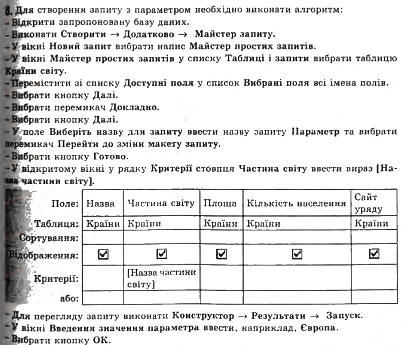 Завдання № 8 - 3.8. Запити в Access 2007 - ГДЗ Інформатика 11 клас Й.Я. Ривкінд, Т.І. Лисенко, Л.А. Чернікова, В.В. Шакотько 2011