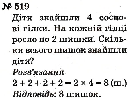 Завдання № 519 - Розділ 4. Множення і ділення. Табличне множення і ділення - ГДЗ Математика 2 клас Ф.М. Рівкінд, Л.В. Оляницька 2012