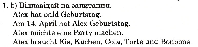 Завдання № 1 - Stunde 4. Alex feiert bald Geburtstag - ГДЗ Німецька мова 3 клас О.О. Паршикова, Г.М. Мельничук, Л.П. Савченко 2013