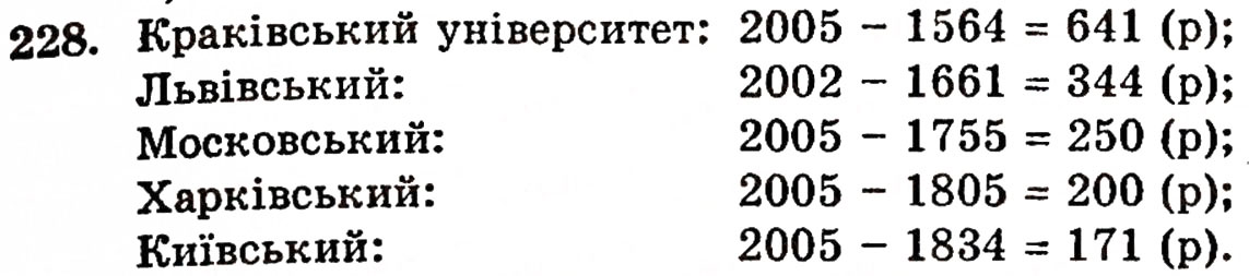 Завдання № 228 - § 5. Віднімання натуральних чисел - ГДЗ Математика 5 клас Г.П. Бевз, В.Г. Бевз 2005