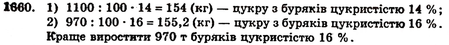 Завдання № 1660 - § 37. Задачі на відсотки - ГДЗ Математика 5 клас Г.П. Бевз, В.Г. Бевз 2005