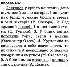 Завдання № 487 - § 34. Однозначні й багатозначні слова. Використання багатозначних слів у прямому й переносному значеннях - ГДЗ Українська мова 5 клас О.П. Глазова 2013