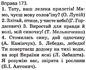 Завдання № 173 - § 15. Звертання. Роль звертань у реченні - ГДЗ Українська мова 5 клас О.П. Глазова 2013