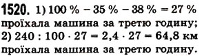 Завдання № 1520 - § 42. Відсотки. Знаходження відсотків від даного числа - ГДЗ Математика 5 клас О.С. Істер 2013