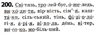 Завдання № 200 - § 26. Склад. Наголос - ГДЗ Українська мова 5 клас О.В. Заболотний 2013