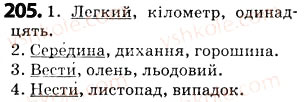 Завдання № 205 - § 26. Склад. Наголос - ГДЗ Українська мова 5 клас О.В. Заболотний 2013