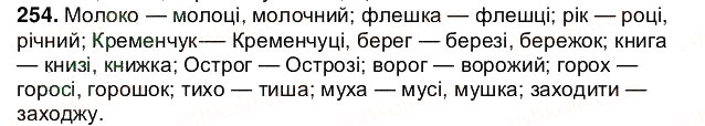 Завдання № 254 - § 32. Чергування приголосних звуків - ГДЗ Українська мова 5 клас О.В. Заболотний 2013