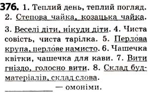 Завдання № 376 - § 46. Омоніми - ГДЗ Українська мова 5 клас О.В. Заболотний 2013