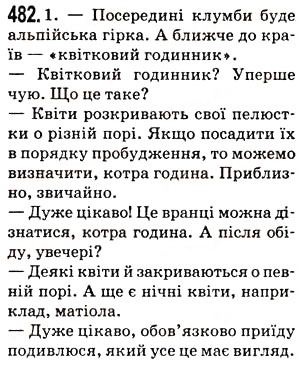 Завдання № 482 - Тема 2. Правила спілкування. Монологічне та діалогічне спілкування. Складання діалогів - ГДЗ Українська мова 5 клас О.В. Заболотний 2013