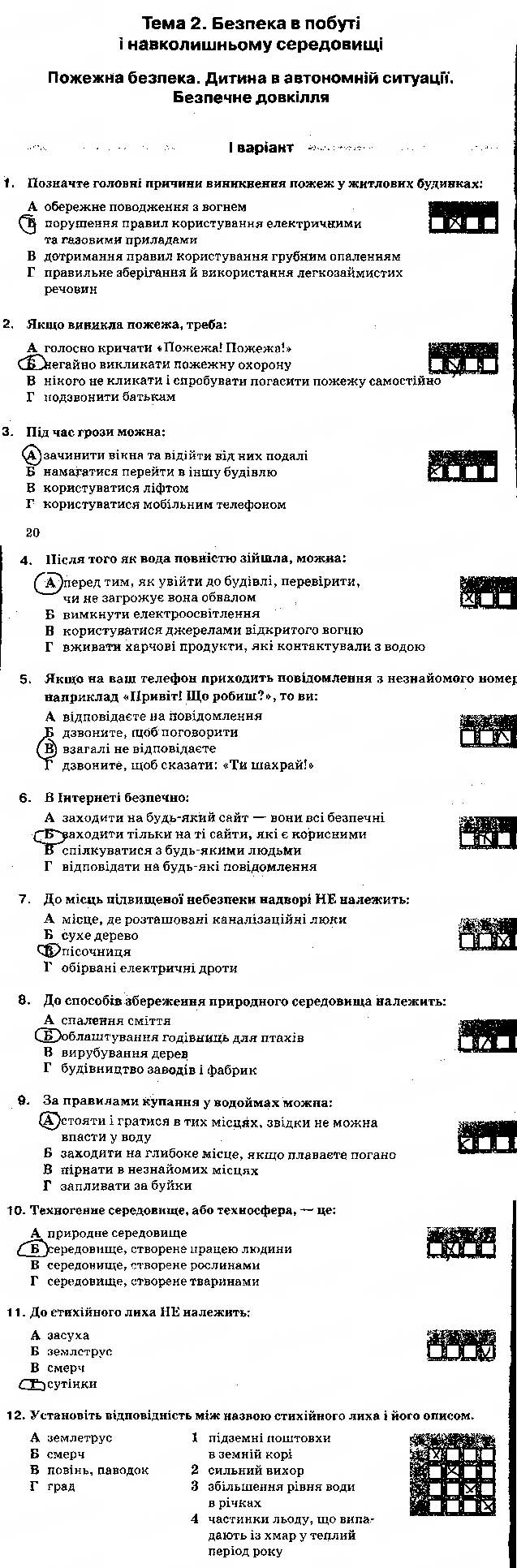 Завдання № сторінка 20 - Контрольні роботи та тести - ГДЗ Основи здоров'я 5 клас О.В. Тагліна 2013 - Робочий зошит