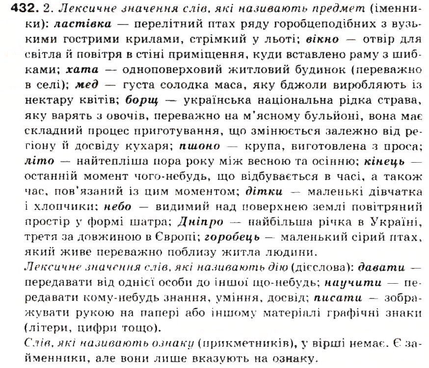 Завдання № 432 - § 46. Лексичне значення слова. Однозначні та багатозначні слова - ГДЗ Українська мова 5 клас С.Я. Єрмоленко, В.Т. Сичова 2013