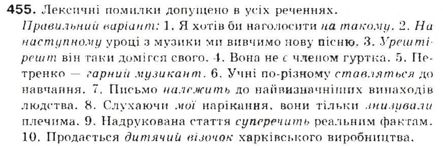 Завдання № 455 - § 48. Загальновживані (нейтральні) і стилістично забарвлені слова - ГДЗ Українська мова 5 клас С.Я. Єрмоленко, В.Т. Сичова 2013