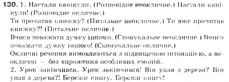 Завдання № 130 - § 14. Види речень за метою висловлювання. Окличні рчення. Розділові знаки в кінці речення - ГДЗ Українська мова 5 клас С.Я. Єрмоленко, В.Т. Сичова 2013