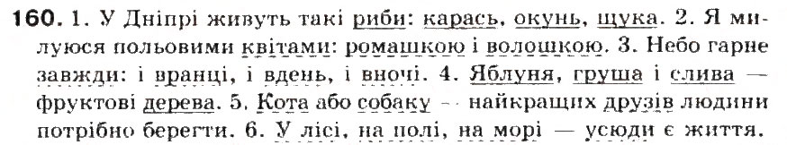 Завдання № 160 - § 17. Узагальнювальне слово при однорідних членах речення - ГДЗ Українська мова 5 клас С.Я. Єрмоленко, В.Т. Сичова 2013