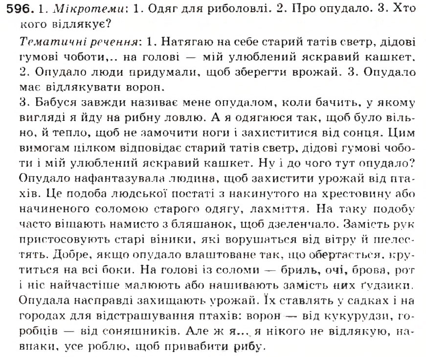 Завдання № 596 - § 66. Письмовий докладний переказ художнього тексту розповідного характеру з елементами опису предмета - ГДЗ Українська мова 5 клас С.Я. Єрмоленко, В.Т. Сичова 2013