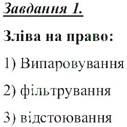Завдання № 1 - Способи розділення сумішей - ГДЗ Природознавство 5 клас Т.В. Коршевнюк, О.Г. Ярошенко, В.І. Баштовий 2013 - Робочий зошит