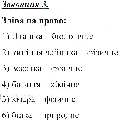 Завдання № 3 - Явища природи - ГДЗ Природознавство 5 клас Т.В. Коршевнюк, О.Г. Ярошенко, В.І. Баштовий 2013 - Робочий зошит