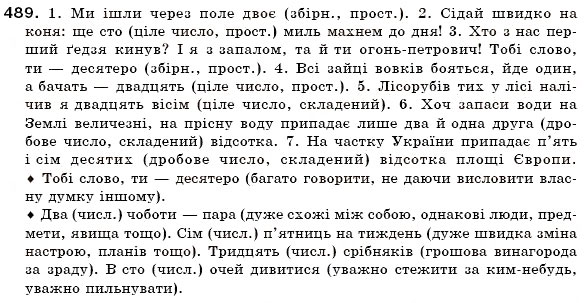 Завдання № 489 - § 34. Числівник як частина мови. Кількісні й порядкові числівники. Числівники прості, складні та складені - ГДЗ Українська мова 6 клас О.П. Глазова, Ю.Б. Кузнецов 2006