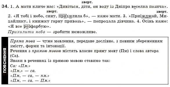 Завдання № 34 - § 3. Пряма мова. Діалог - ГДЗ Українська мова 6 клас О.П. Глазова, Ю.Б. Кузнецов 2006