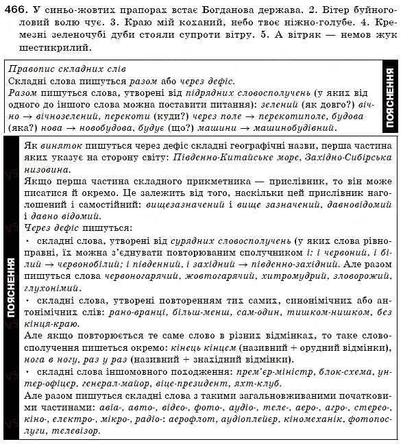 Завдання № 466 - § 31. Написання складних прикметників через дефіс або разом - ГДЗ Українська мова 6 клас О.П. Глазова, Ю.Б. Кузнецов 2006