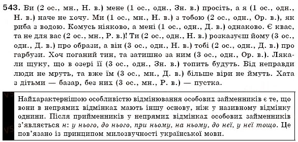 Завдання № 543 - § 38. Особові займенники і зворотний займенник себе - ГДЗ Українська мова 6 клас О.П. Глазова, Ю.Б. Кузнецов 2006
