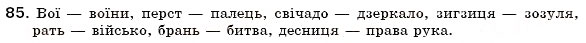 Завдання № 85 - § 8. Активна і пасивна лексика. Застарілі слова (архаїзми, історизми, неологізми) - ГДЗ Українська мова 6 клас С.Я. Єрмоленко, В.Т. Сичова 2006