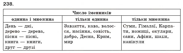 Завдання № 238 - § 25. Число іменників - ГДЗ Українська мова 6 клас С.Я. Єрмоленко, В.Т. Сичова 2006