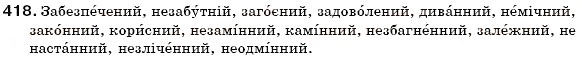 Завдання № 418 - § 46. Написання -н- і - нн- у прикметниках - ГДЗ Українська мова 6 клас С.Я. Єрмоленко, В.Т. Сичова 2006