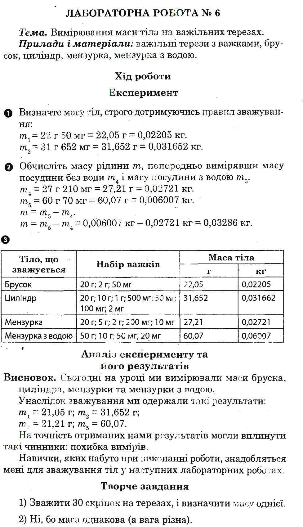 Завдання № ЛР6 - ЛАБОРАТОРНІ РОБОТИ - ГДЗ Фізика 7 клас О.О. Мозель, Л.П. Александрова 2013 - Зошит для лабораторних робіт