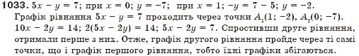 Завдання № 1033 - § 25. Графік лінійного рівняння з двома змінними - ГДЗ Алгебра 7 клас Г.П. Бевз, В.Г. Бевз 2007