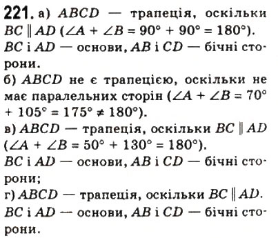 Завдання № 221 - 8. Трапеція - ГДЗ Геометрія 8 клас А.Г. Мерзляк, В.Б. Полонський, М.С. Якір 2008