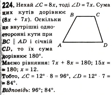 Завдання № 224 - 8. Трапеція - ГДЗ Геометрія 8 клас А.Г. Мерзляк, В.Б. Полонський, М.С. Якір 2008