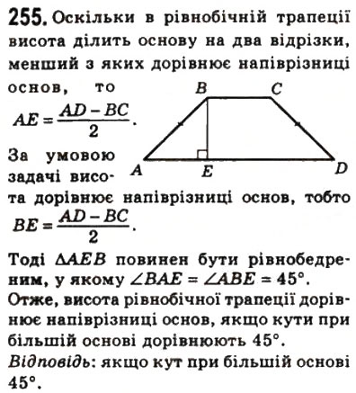 Завдання № 255 - 8. Трапеція - ГДЗ Геометрія 8 клас А.Г. Мерзляк, В.Б. Полонський, М.С. Якір 2008