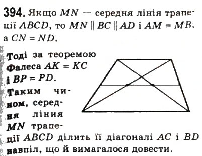 Завдання № 394 - 11. Теорема Фалеса. Теорема про пропорційні відрізки - ГДЗ Геометрія 8 клас А.Г. Мерзляк, В.Б. Полонський, М.С. Якір 2008